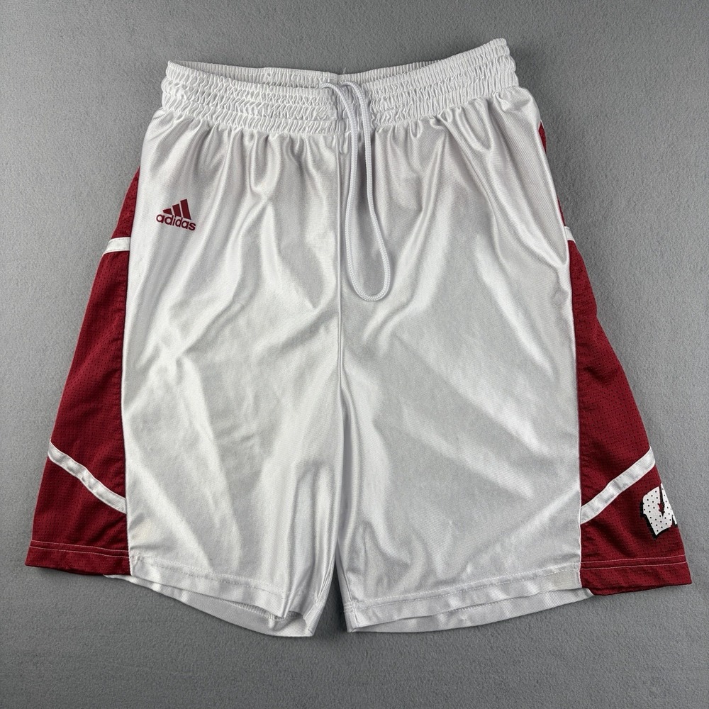 Vintage Y2K Adidas Basketball Shorts Men's Medium White Red Mesh Baggy